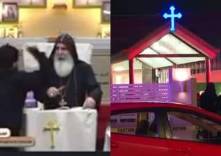 O bispo Mar Mari Emmanuel foi atacado enquanto pregava. (Foto: Reprodução/YouTube/7NEWS Australia).