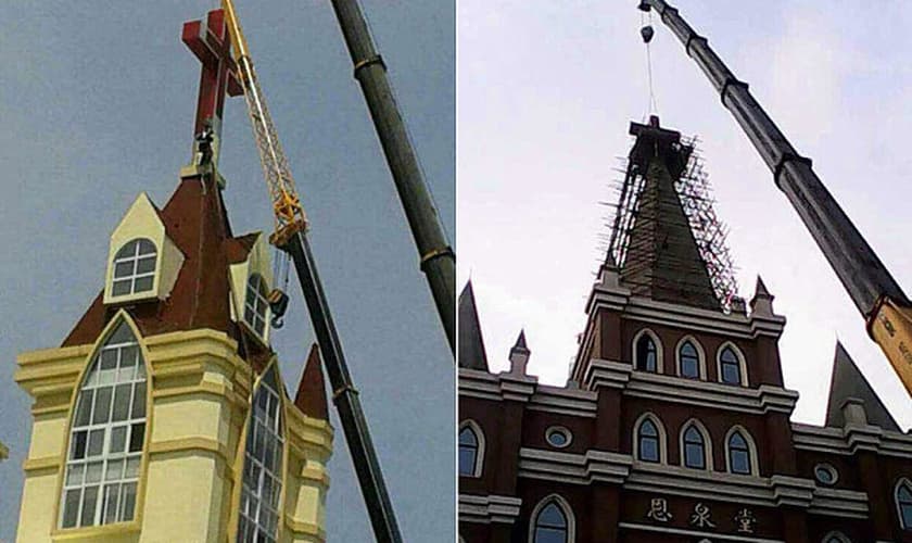 Autoridades removem cruz de igrejas na China. (Foto: Telegraph)