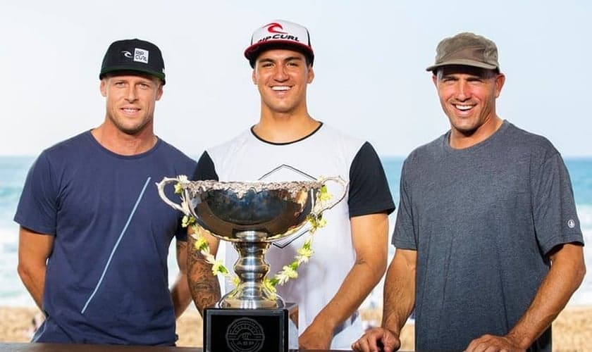Mick Fanning, Gabriel Medina e Kelly Slater