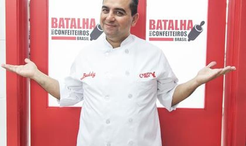 Buddy Valastro, o Cake Boss, nos estudios da Record, em São Paulo