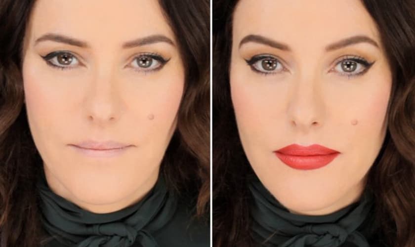 A maquiadora britânica Lisa Eldridge mostra técnicas para dobrar o volume dos lábios. (Foto: Reprodução/Cosmopolitan)