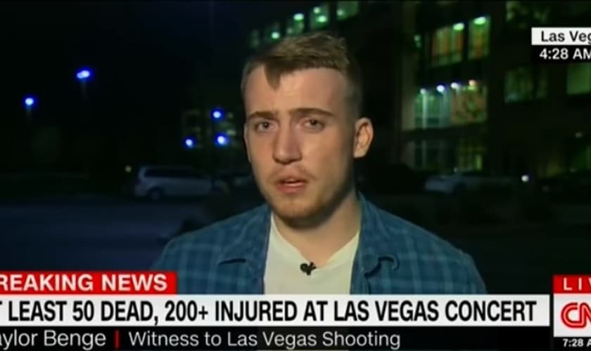 Taylor Benge é um dos sobreviventes do maior ataque a tiros da história dos EUA. (Foto: Reprodução/CNN)