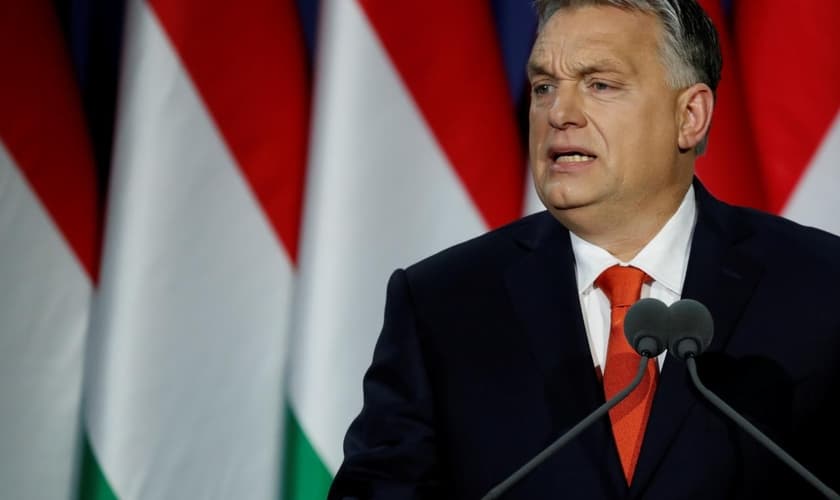 O primeiro-ministro húngaro, Viktor Orban, discursa em Budapeste, na Hungria. (Foto: Reuters/Bernadett Szabo)