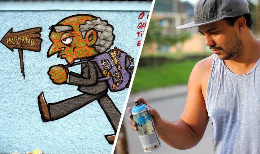 Léo Shun expressa o amor de Deus através da arte urbana desde sua conversão. (Foto: Divulgação)