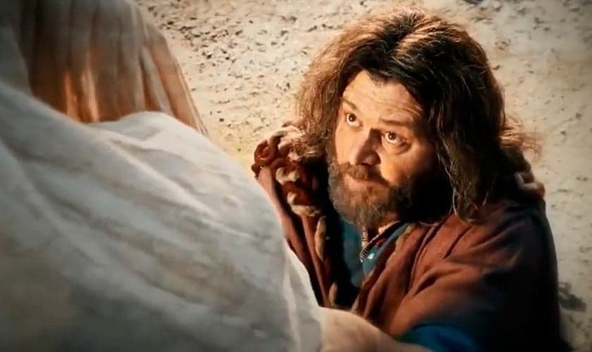 Cena da série "José do Egito" mostra Jacó sendo confrontado por Deus através de um anjo. (Imagem: Rede Record)