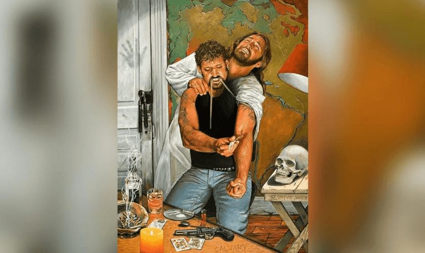 O modelo para o viciado na pintura é um ex-usuário que agora está limpo. (Foto: Reprodução).