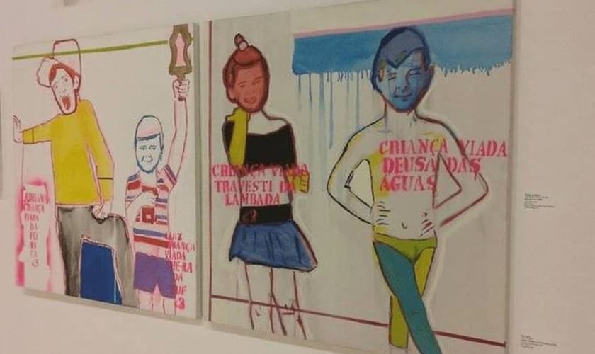 Quadro expõe a homossexualização de crianças no Queermuseu. (Foto: Reprodução/Facebook)