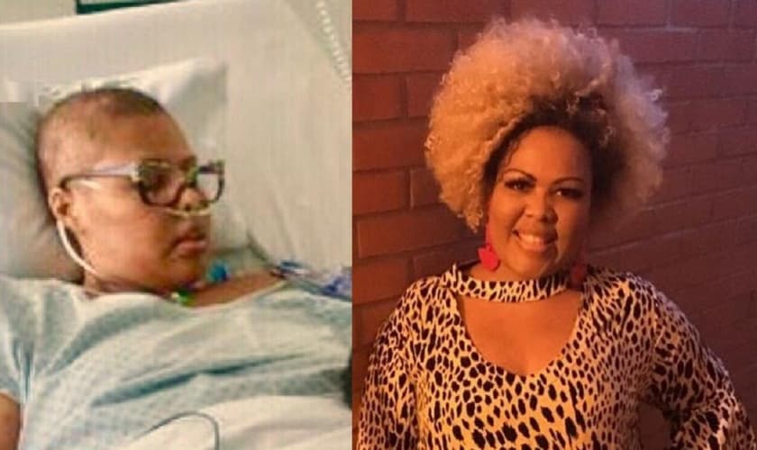 Deise Cipriano na UTI (à direita) e no tempo de atividade no Fat Family (direita). (Foto: Blasting News)