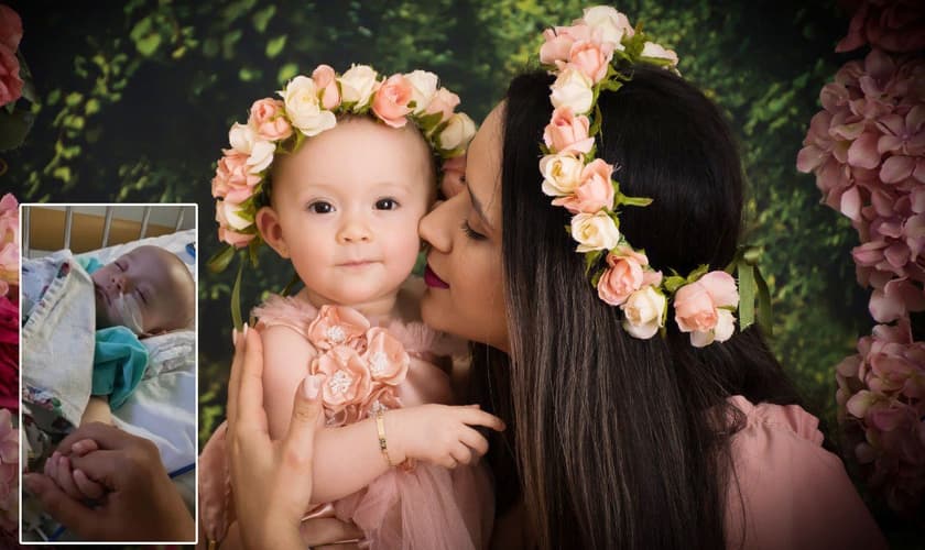 Noelma e sua filha Heloísa, agora livre do tumor na barriga. (Foto: Arquivo pessoal)
