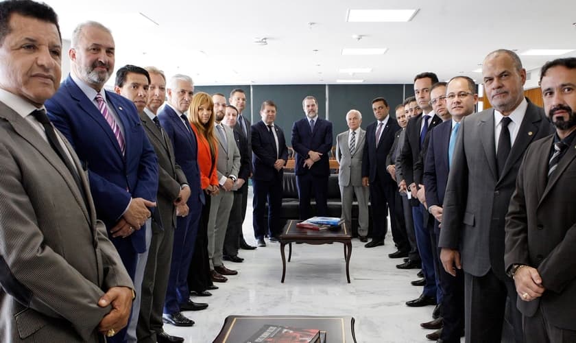 Bancada evangélica em visita ao presidente do STF, Dias Toffoli, para tratar da criminalização da homofobia.  (Foto: Felipe Sampaio/SCO/STF)