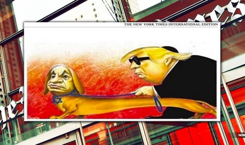 Charge usa figuras de Benjamin Netanyahu e Donald Trump. (Foto: Reprodução/UOL).