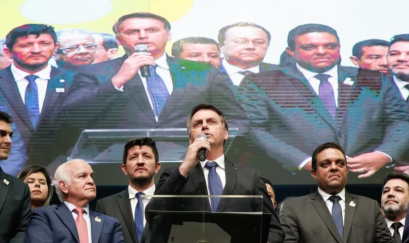Presidente Jair Bolsonaro discursa na comemoração dos 108 Anos da Assembleia de Deus no Brasil. (Foto: Alan Santos/PR)