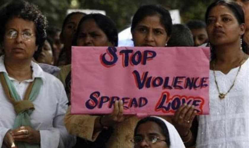 Cristãos protestam contra o extremismo religioso na Índia. (Foto: Reuters/Adnan Abidi/file)