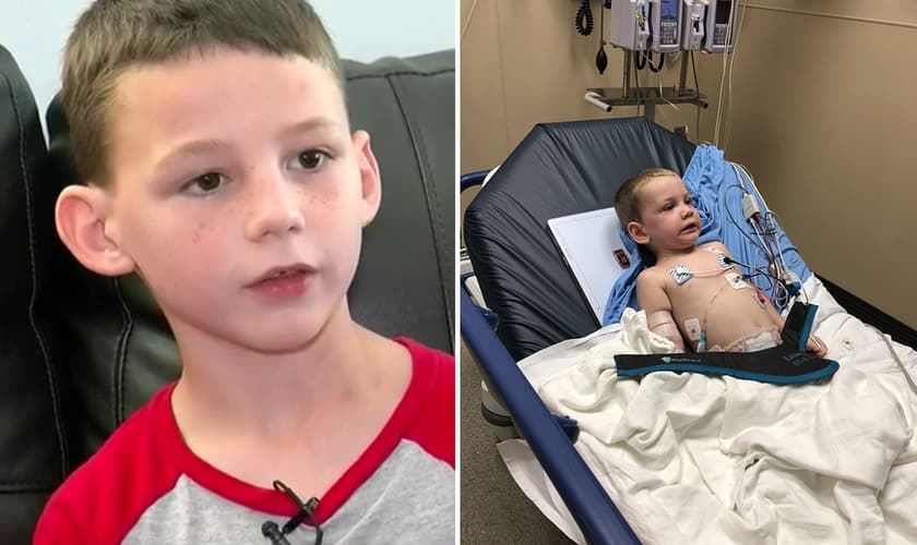 Konnor (à esquerda) e Rylan (à direita) que ficou internado por dois dias em um hospital. (Foto: Reprodução/WAFB News)
