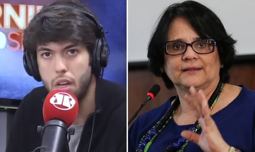 Caio Coppolla e ministra Damares Alves. (Foto: Reprodução/YouTube)