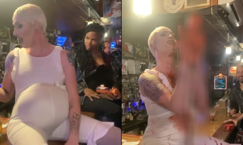 Drag queen simula aborto durante apresentação pública. (Foto: Reprodução/Instagram)