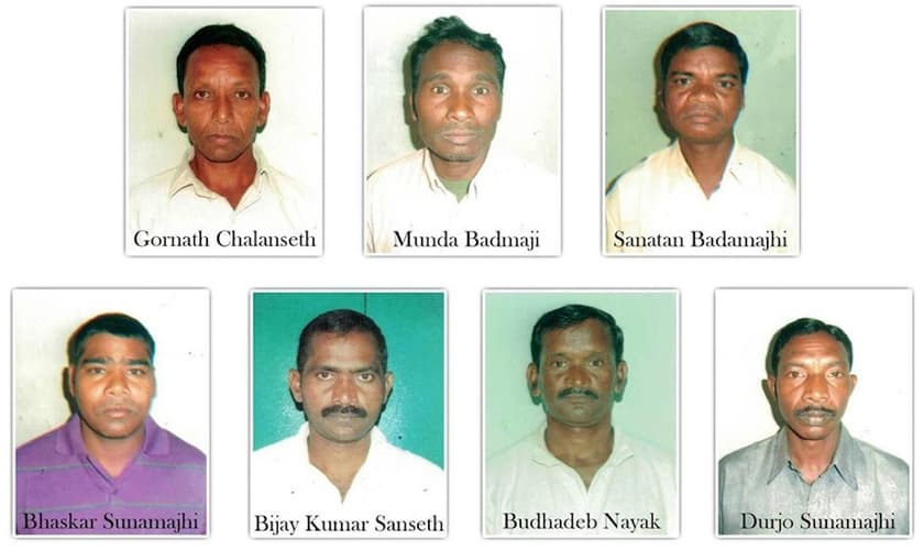 Os sete cristãos condenados e presos em 2013 pelo assassinato de um hindu. (Foto: Reprodução/Asia News)