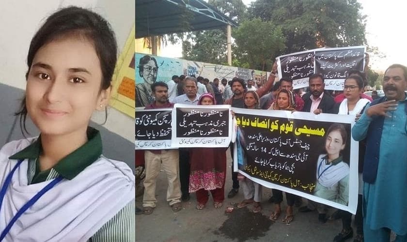 Huma Younas e protestos exigindo sua libertação. (Foto: Reprodução/Opindia)