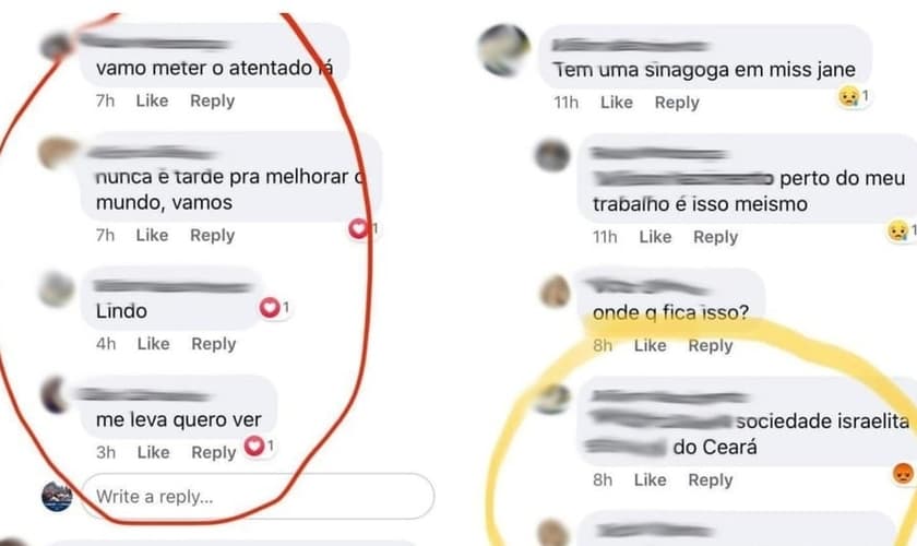 Mensagens antissemitas foram trocadas entre estudantes no Ceará. (Imagem: Facebook)