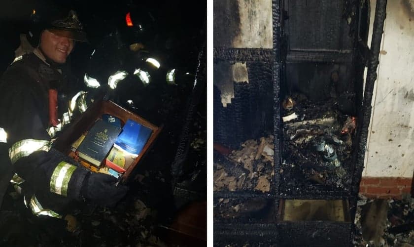 Gaveta com Bíblia fica intacta durante incêndio em Marília. (Foto: Arquivo Pessoal)