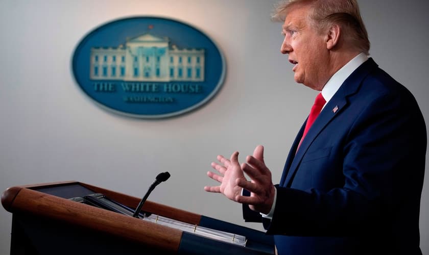Presidente americano Donald Trump em coletiva de imprensa sobre coronavírus. (Foto: Jim Watson/AFP via Getty Images)