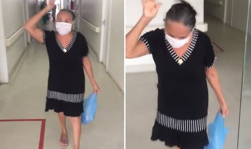 Ulda Reis, 67 anos, recebeu alta após 11 dias internada em Santa Inês, no Maranhão. (Foto: Reprodução/Facebook)