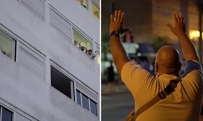 Evangélicos oram em frente ao Hospital de Urgência e Emergência em Rio Branco. (Foto: Igreja Batista do Bosque)