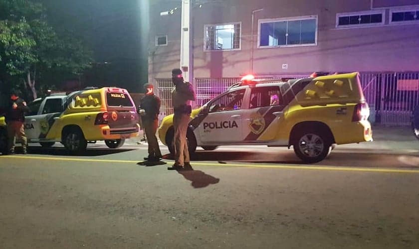 Polícia interrompeu culto online na Assembleia de Deus Ministério de Madureira em Curitiba. (Foto: Davi Secundo de Souza)
