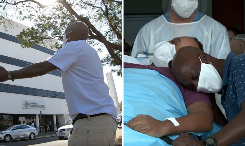 Pai orava diariamente em frente ao hospital onde o filho estava internado com Covid-19. (Foto: Ricardo Custódio/EPTV)