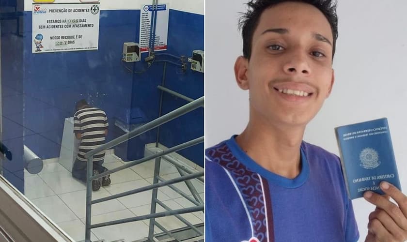 Imagem de jovem que orou ao entregar currículo comoveu as redes sociais. (Foto: Razões Para Acreditar)