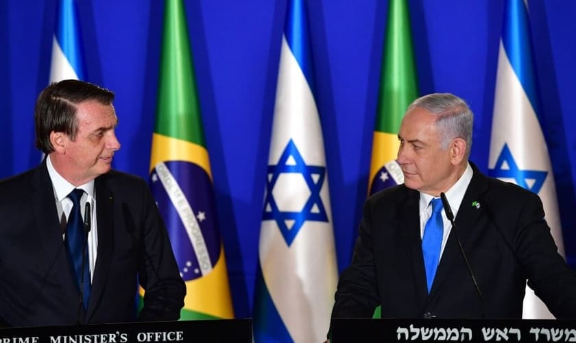 O presidente Jair Bolsonaro e o primeiro-ministro Benjamin Netanyahu. (Foto: Reprodução / United with Israel)