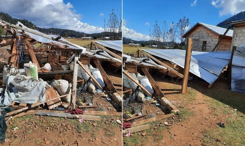 Casas de evangélicos foram destruídas no sul do México. (Foto:  Reprodução/Diario de Chiapas)