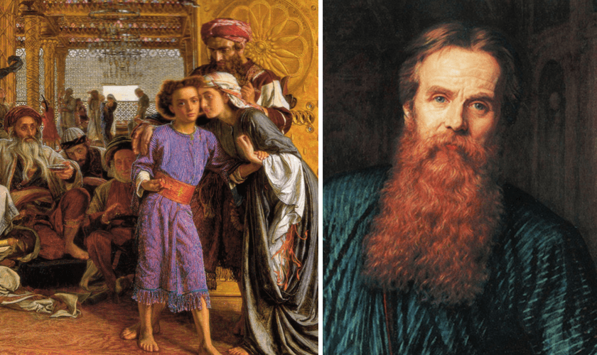 William Holman Hunt e sua tela “A descoberta do Salvador no templo”. (Foto: Reprodução / Wahoort)