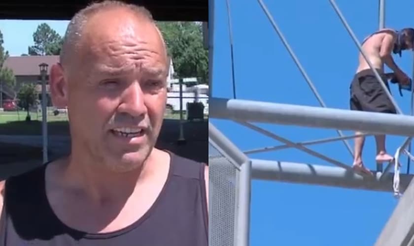 Rick Jewell disse ao homem na ponte que Deus o amava. (Foto: Kinzer/KTUL|Montagem Guiame)