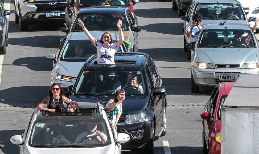 Carreata da Marcha para Jesus em São Paulo. (Foto: Bruno Escolastico/Photopress/Estadão Conteúdo)