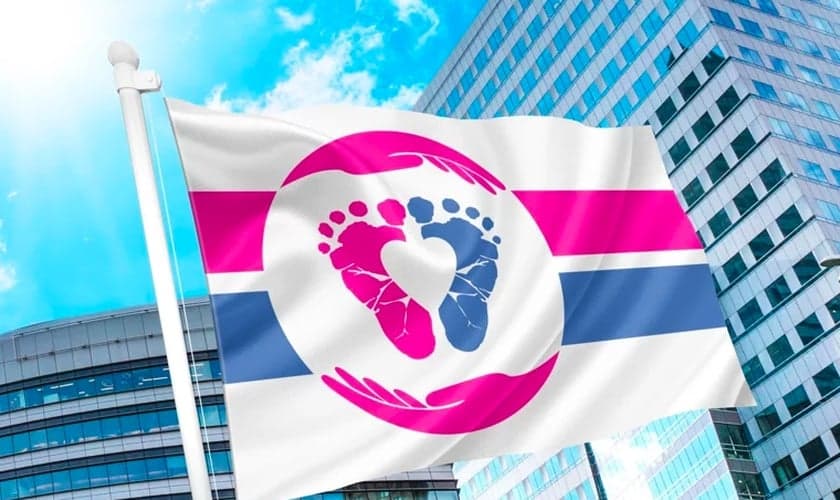 O Projeto Bandeira Pró-Vida revelou a bandeira que servirá como símbolo internacional do movimento pró-vida no sábado (24). (Foto: Pro-Life Flag Project).