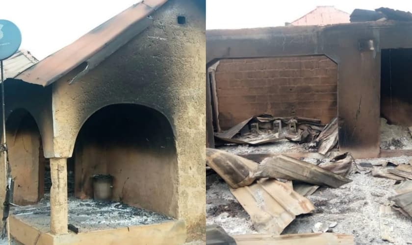 O orfanato Binta foi destruído em 2 de agosto de 2021. (Foto: Pastor Bill Devlin/Facebook).