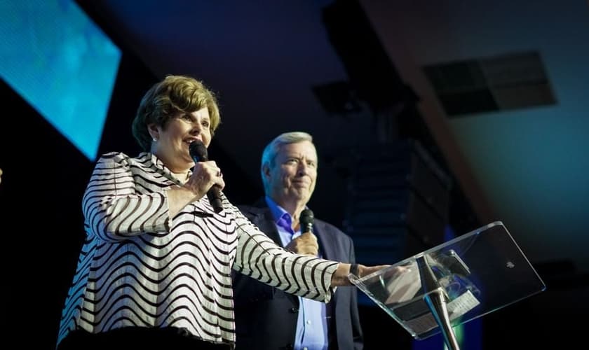 Cindy Jacobs na Conferência Global 2021, em Brasília. (Foto: Leobark/CN)