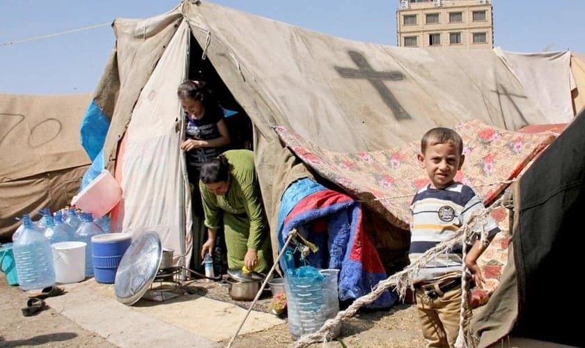 Cristãos sírios refugiados. (Foto: Reprodução / World Watch Monitor)