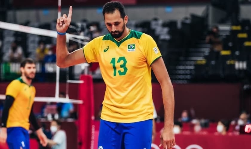 Maurício Souza durante partida da seleção brasileira nos Jogos Olímpicos de Tóquio.| (Foto: Miriam Jeske/COB)