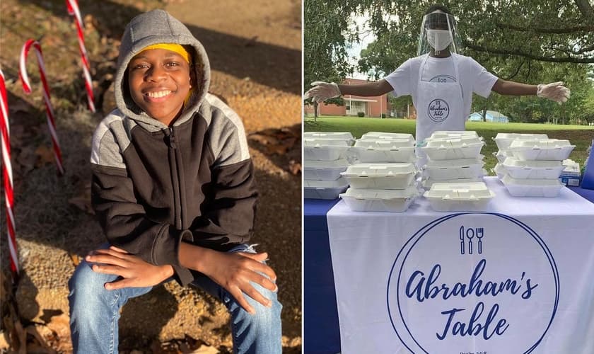 Abraham Olagbegi, de 13 anos, decidiu alimentar moradores de rua. (Foto: Facebook/Abraham Olagbegi)