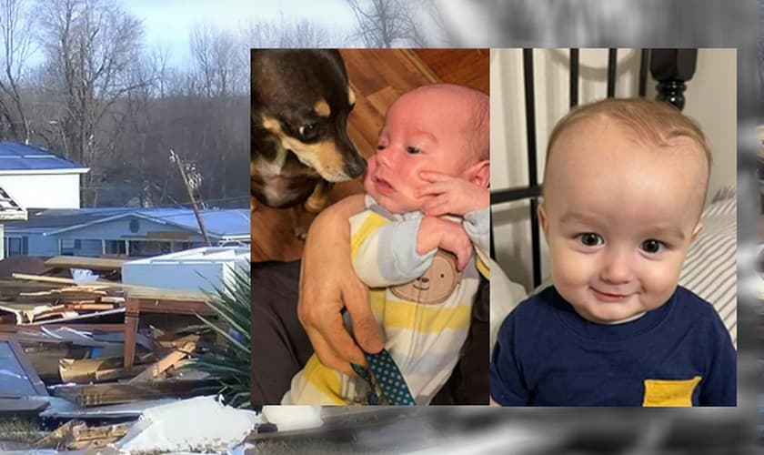 Kaden e Dallas, de 15 e 3 meses, sobreviveram ao tornado. (Foto: Captura de tela/WFIE-TV)
