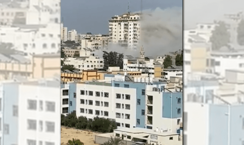 Cenas do início do bombardeio israelense em Gaza. (Captura de tela/Twitter/@qudsn)
