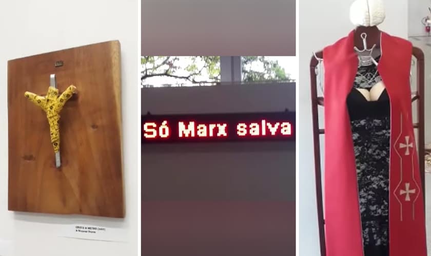 Obras da exposição 'Deslocamento' foi denunciada por parlamentares cristãos. (Foto: Reprodução/Instagram/Nikolas Ferreira)