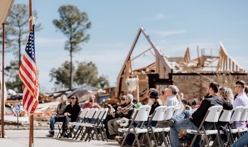 A Igreja Batista da Trindade se reuniu para cultuar no domingo (5). (Foto: Facebook/Trinity Baptist Church Idabel).