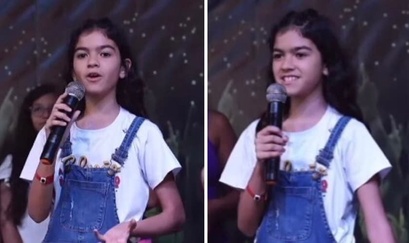 Karen Raddi testemunhando em um evento da JMN. (Foto: Reprodução/Instagram/Junta de Missões Nacionais)