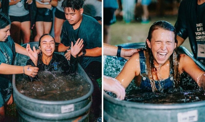 Muitos foram batizados no campus da Texas A&M University. (Foto: Instagram/New Life Young Adults)
