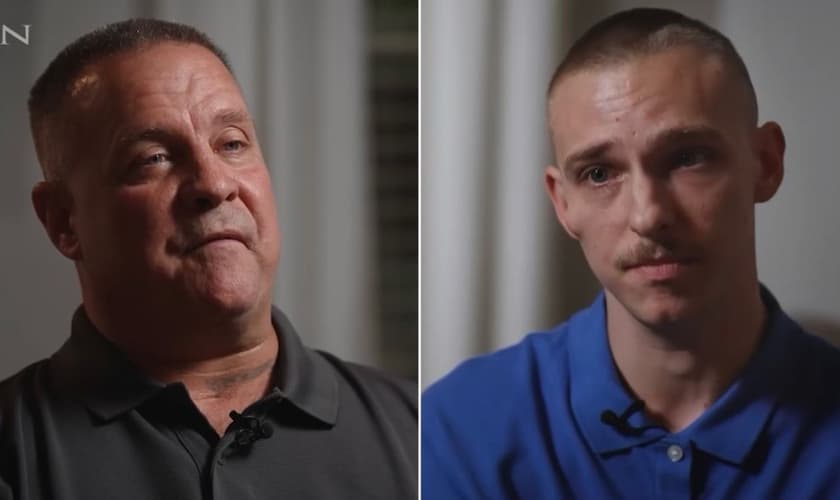 Chris Pieczynski e seu filho Christopher. (Foto: Reprodução/CBN News)