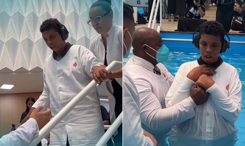 Eduardo foi batizado em um ambiente acessível. (Foto: Reprodução/Instagram/AD Perus Oficial).