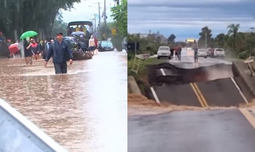 As fortes chuvas provocaram enchentes e deslizamentos. (Foto: Reprodução/G1/RBS TV).